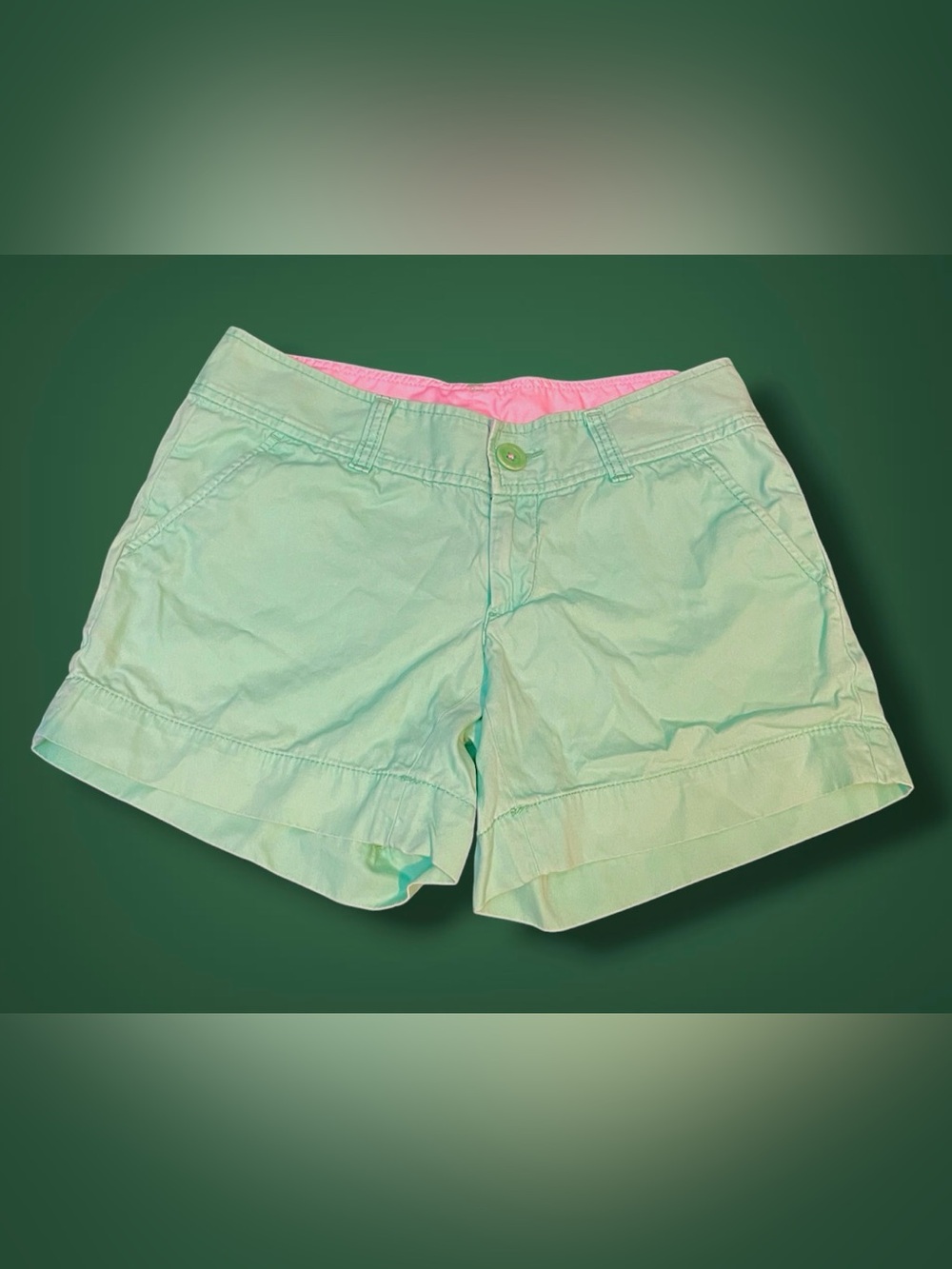 Lilly Pulitzer Mint Lime Green Callahan Shorts with Pink Waistband